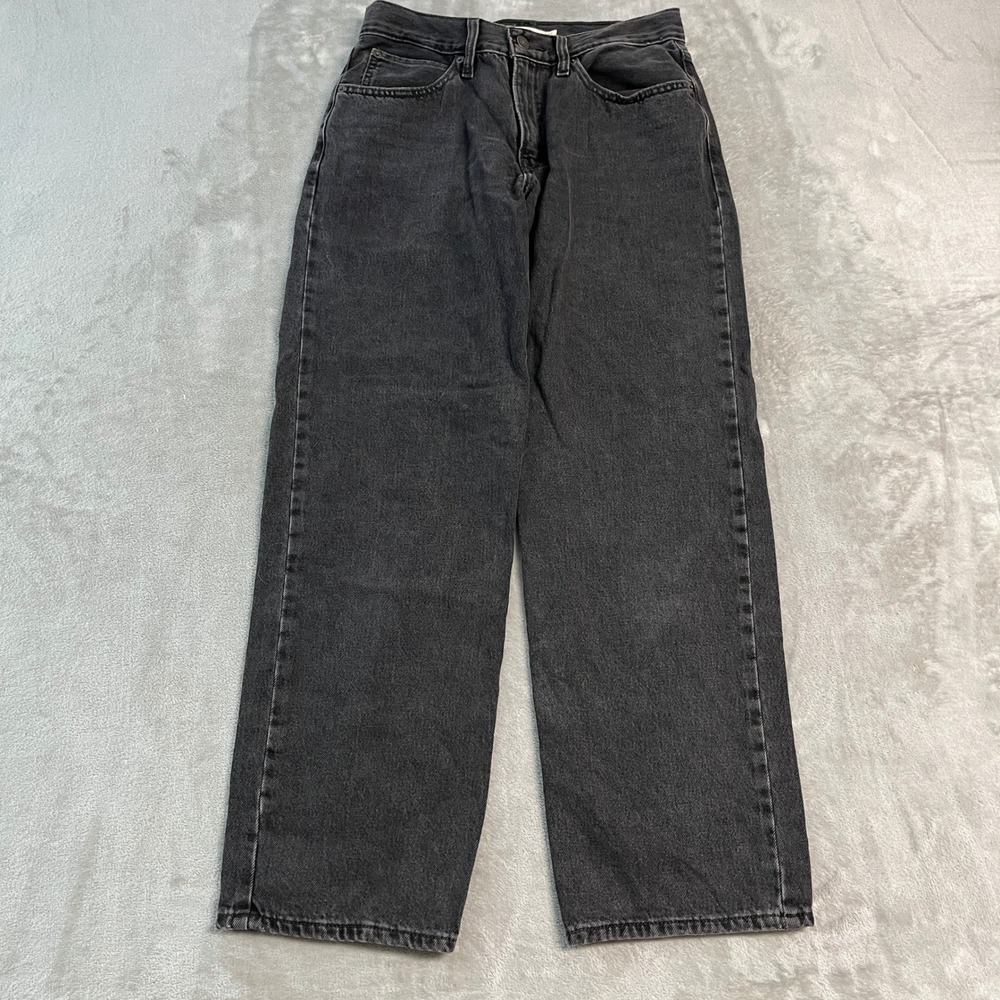 Levis 94 Baggy Jeans Womens 27x31 Washed Black High Rise Wide Leg Relaxed EUC